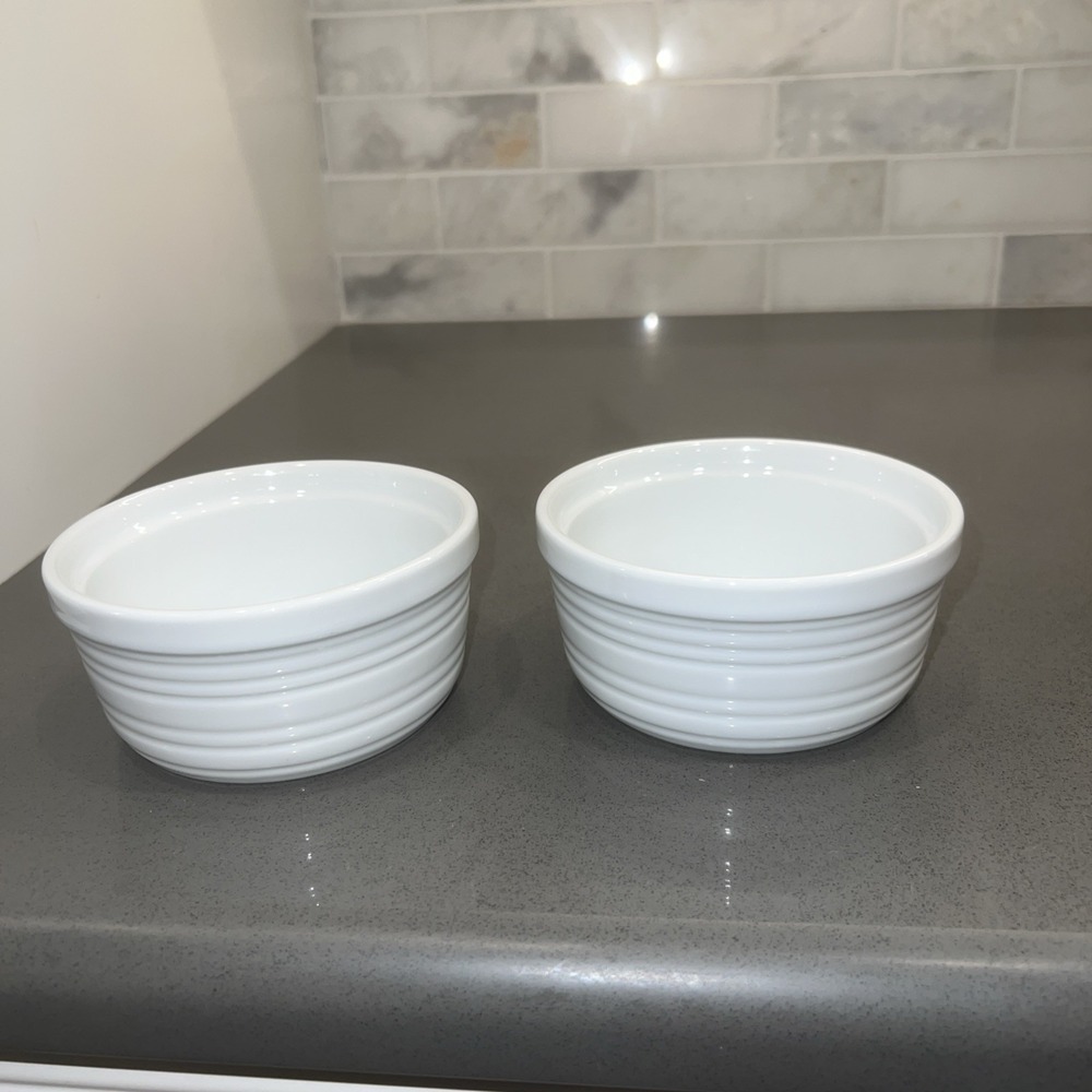 2 Threshold 8 oz  Horizontal White Porcelain Ramekin.